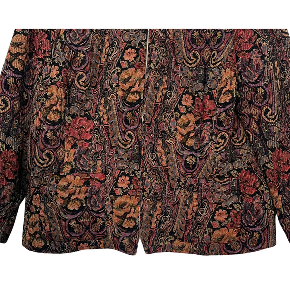 3-FOR-$30 Requirements Sz 16 Paisley Tapestry Jacket Zip-Up Collar has Fringe - Picture 9 of 12